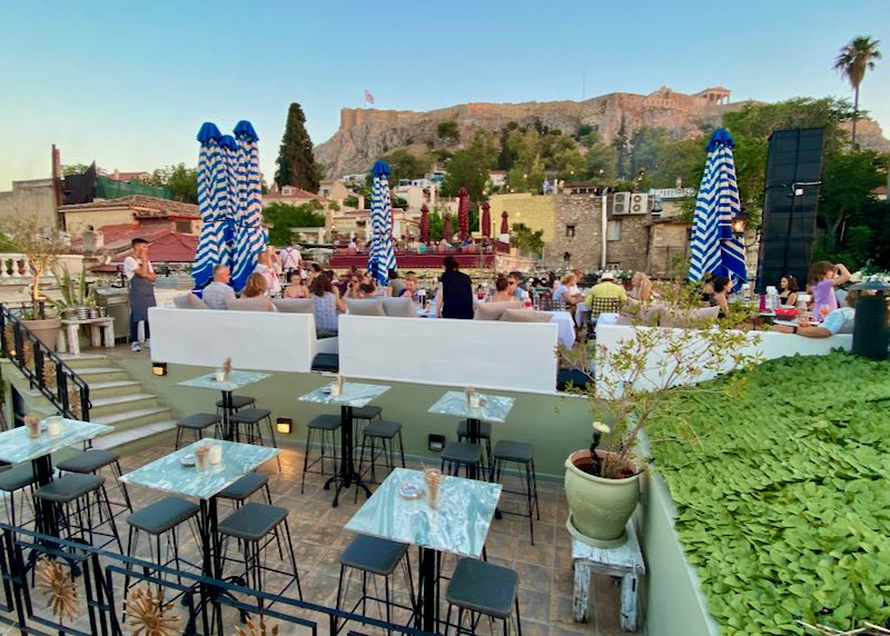 Rooftop restaurant at Plaka hotel in Athens.