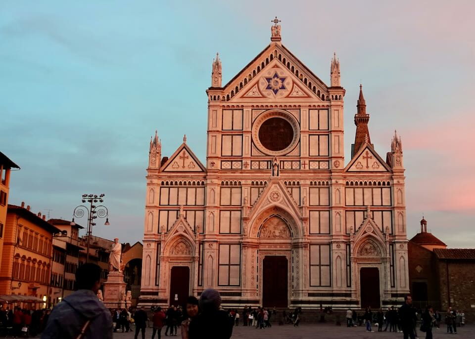 Santa Croce basilica in Florence at dusk