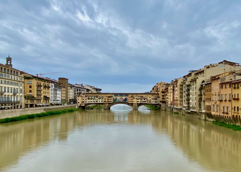 View of the Ponte Vecchio in Florence from Ponte Santa Trinitá