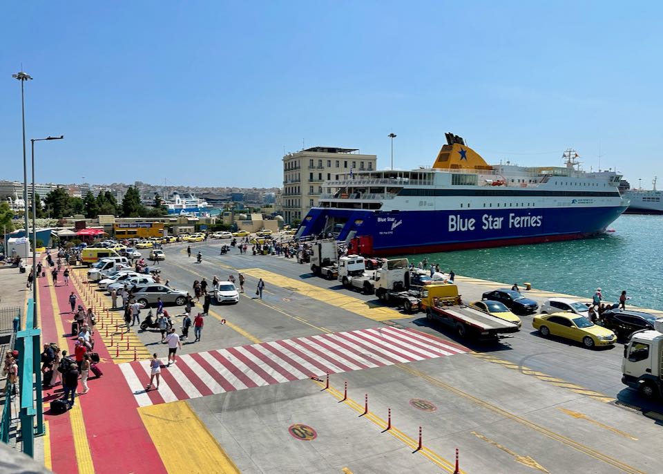 The Blue Star ferry from Athens to Paros at the Piraeus Port.