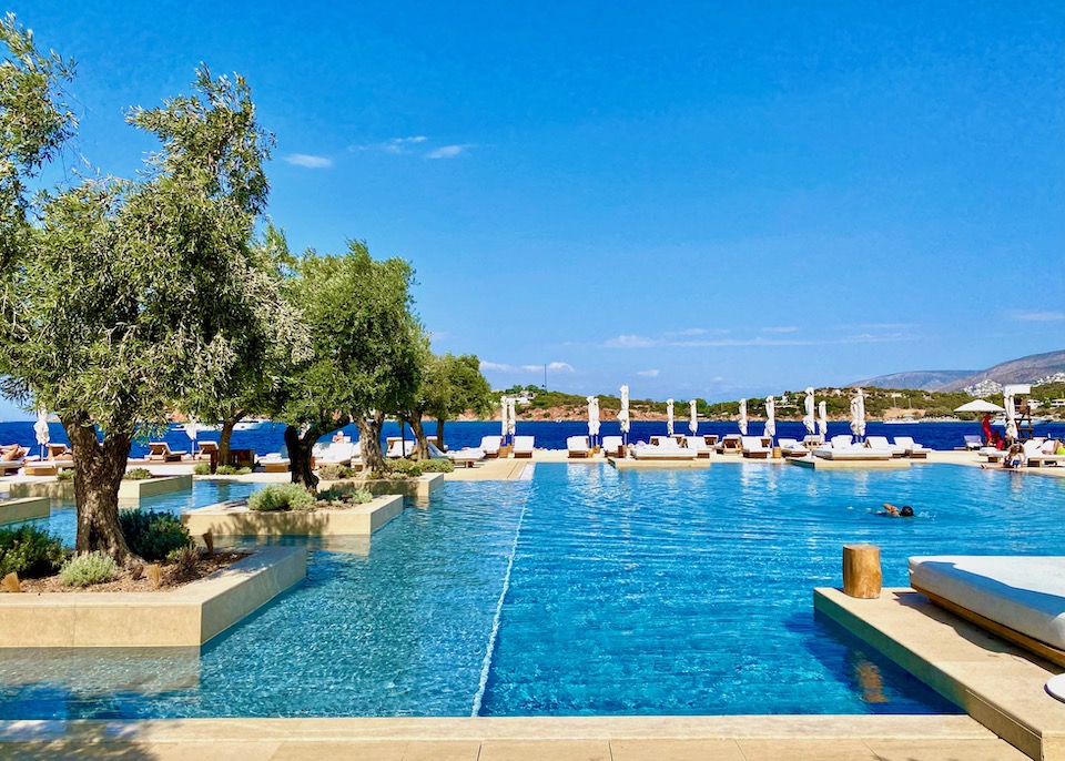 A seafront swimming pool at the Four Seasons in Vouliagmeni on the Athens Riviera