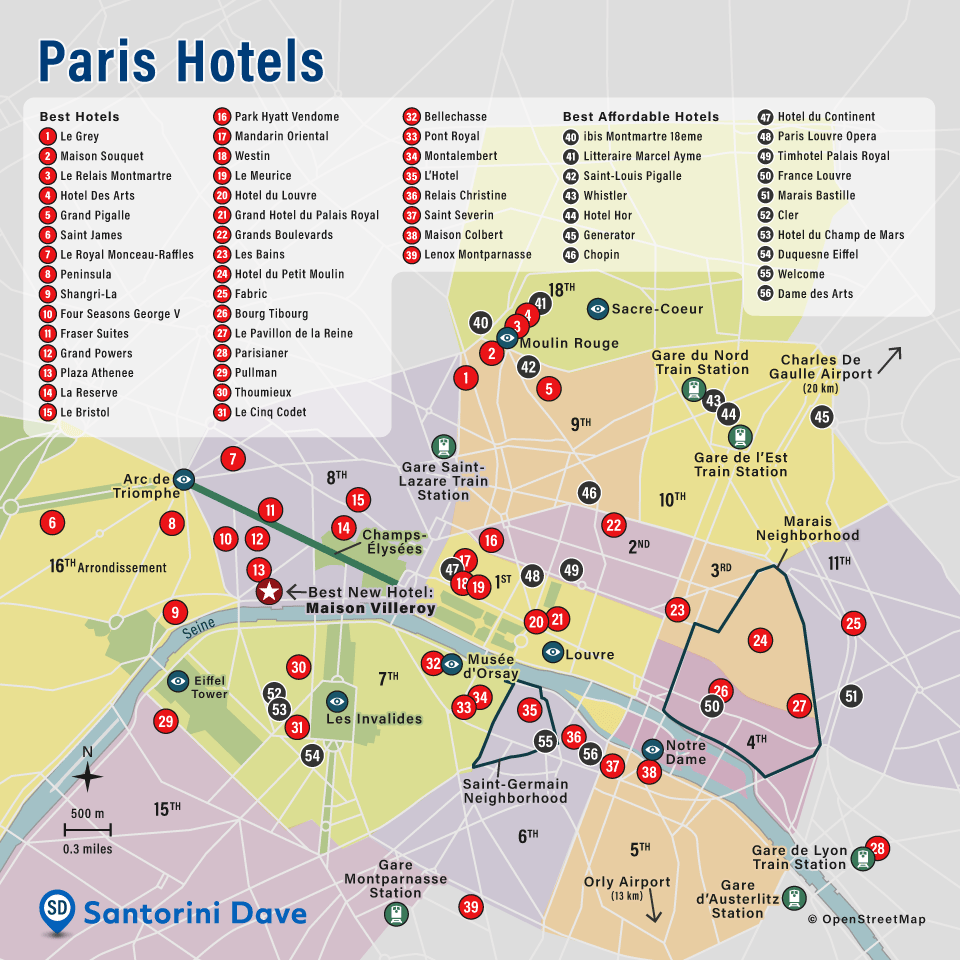 Champs-Elysées shopping map. Top stores and sights.