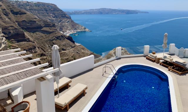 Santorini villa with private pool and caldera view.