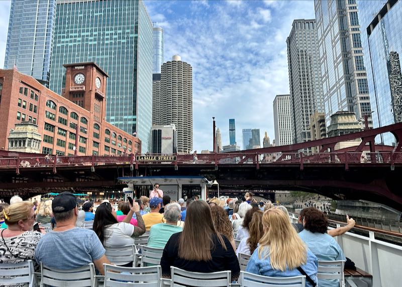 Boat tour on Chicago River.