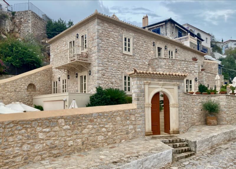 Elegant stone building with courtyard