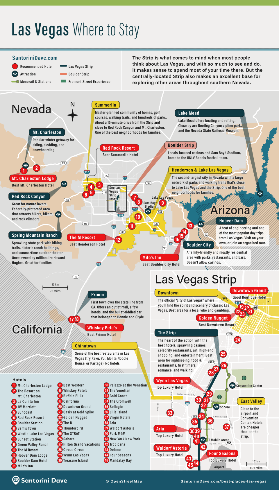 Map of Best Areas to Stay in Las Vegas