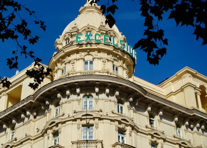 Turret of a grand hotel on a sunny day