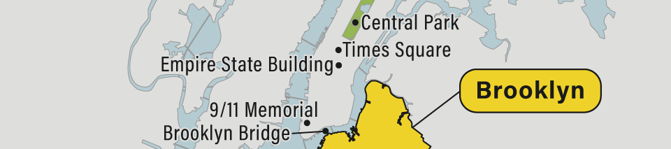 A map of the Brooklyn neighborhood in New York City.