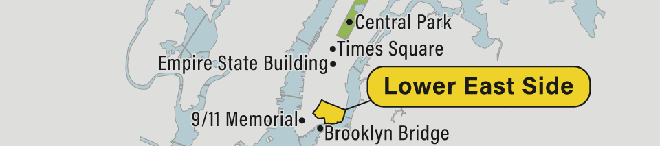 A map of the Lower East Side, including Nolita, Chinatown, and Little Italy in New York City.