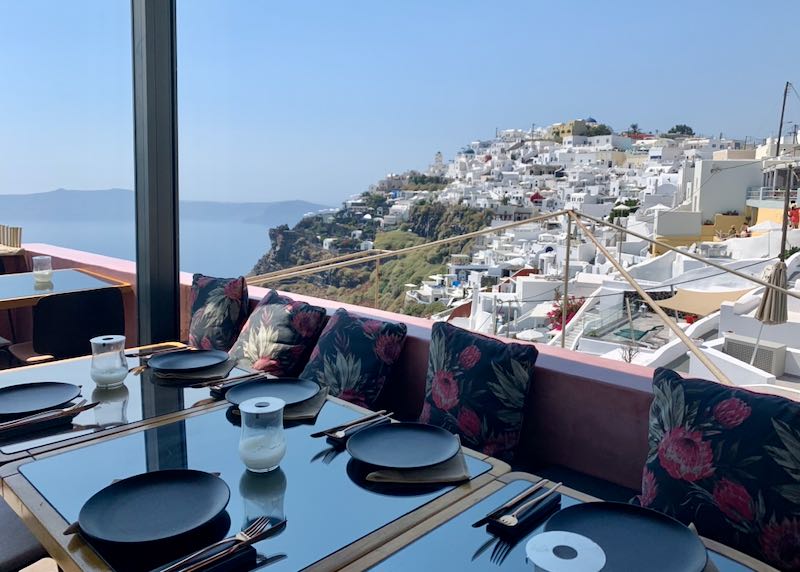 Santorini restaurant with view in Imerovigli.