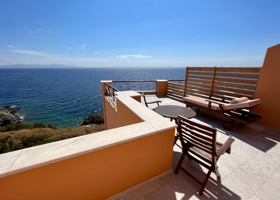 furnished balcony overlooking the sea