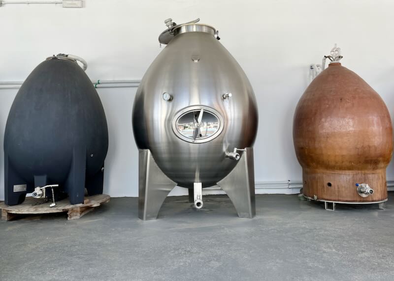 Stainless steel and cement wine casks