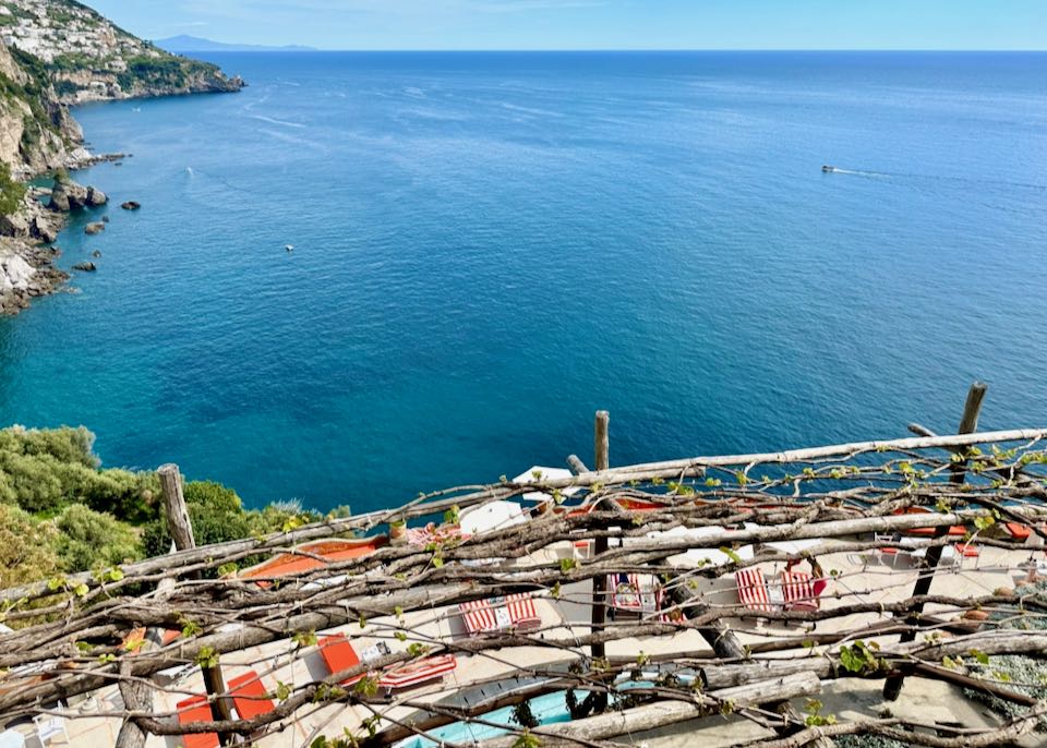 Luxury hotel with view in Positano, Amalfi Coast.