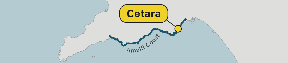 A map of Cetara on the Amalfi Coast in Italy.