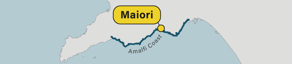 A map of Maiori on the Amalfi Coast in Italy.