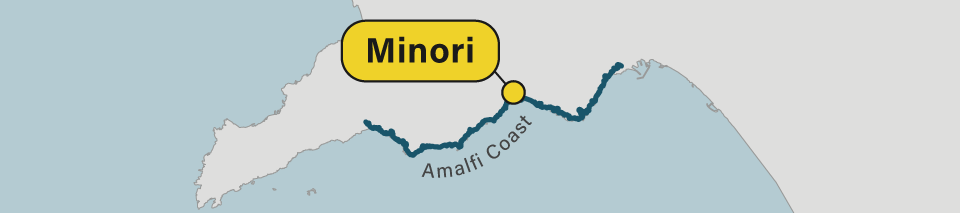A map of Minori on the Amalfi Coast in Italy.