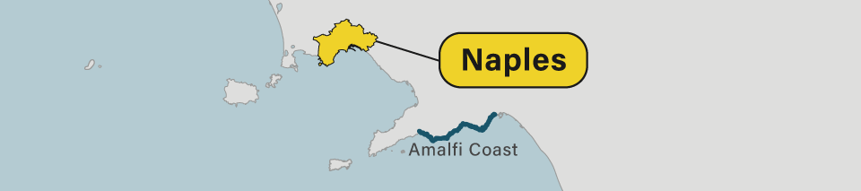 A map of Naples Italy.