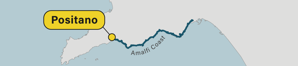 A map of Postiano on the Amalfi Coast in Italy.