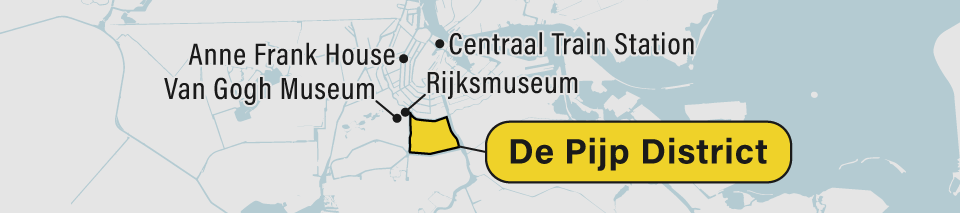 A map of the De Pijp District in Amsterdam.