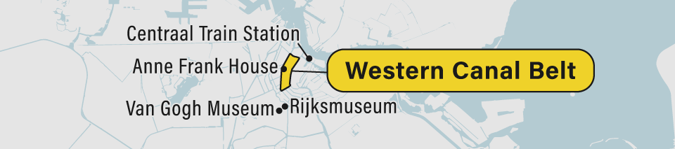 A map of the Western Canal Belt in Amsterdam.