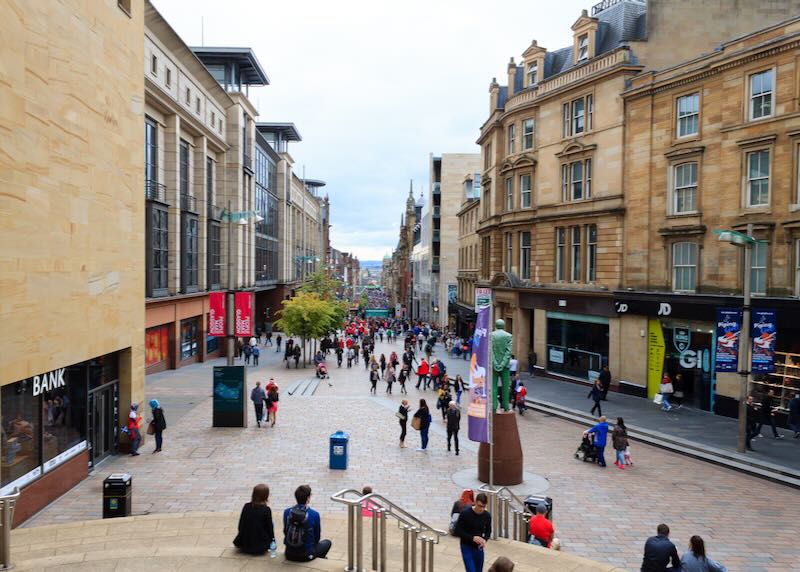 View from Glasgow city center, main steet. 