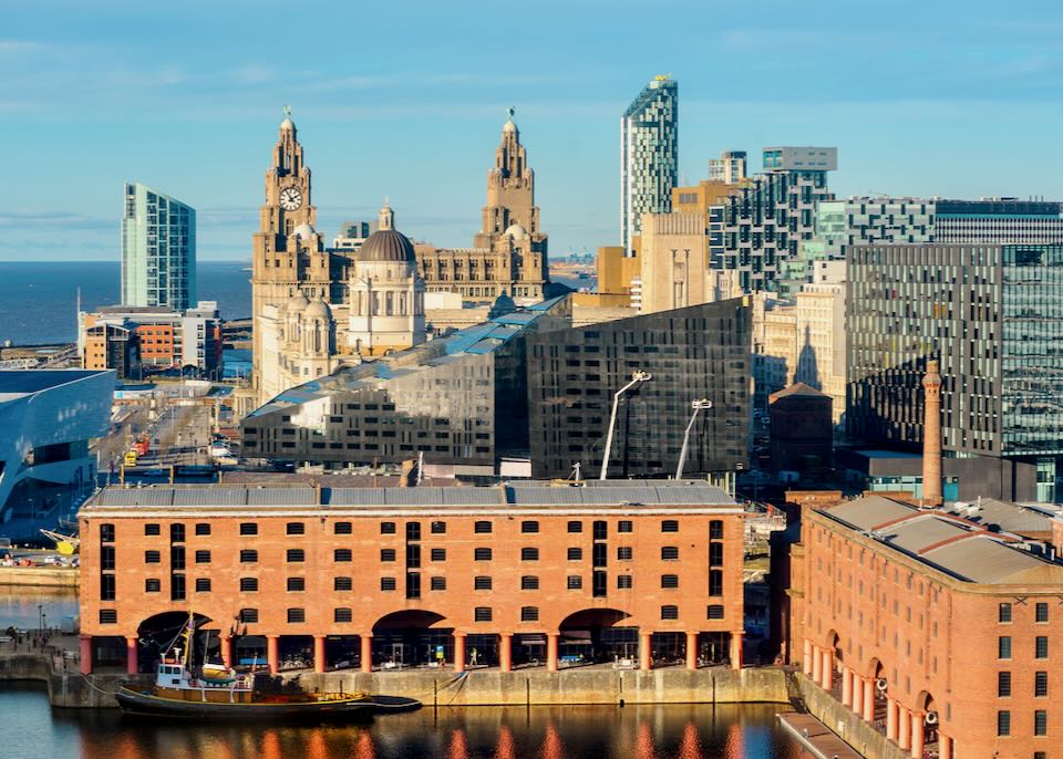 Looking over the landmarks of Liverpool from an elevated viewpoint.