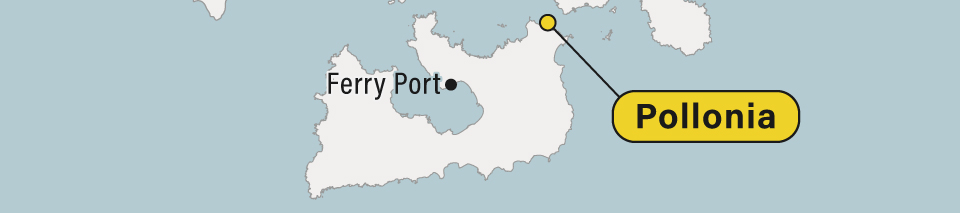 A map of Pollonia on Milos island, Greece.
