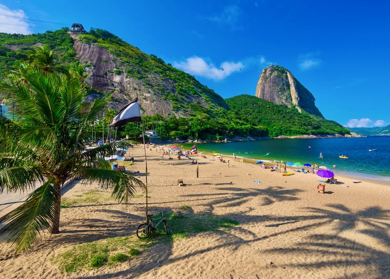 Mountain Sugarloaf and Vermelha beach in Rio de Janeiro. 