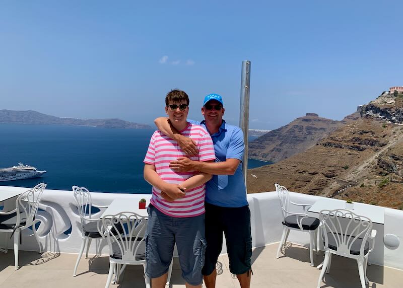 My son and me in Santorini.
