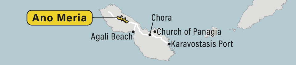 A map showing Ano Meria on Folegandros island.