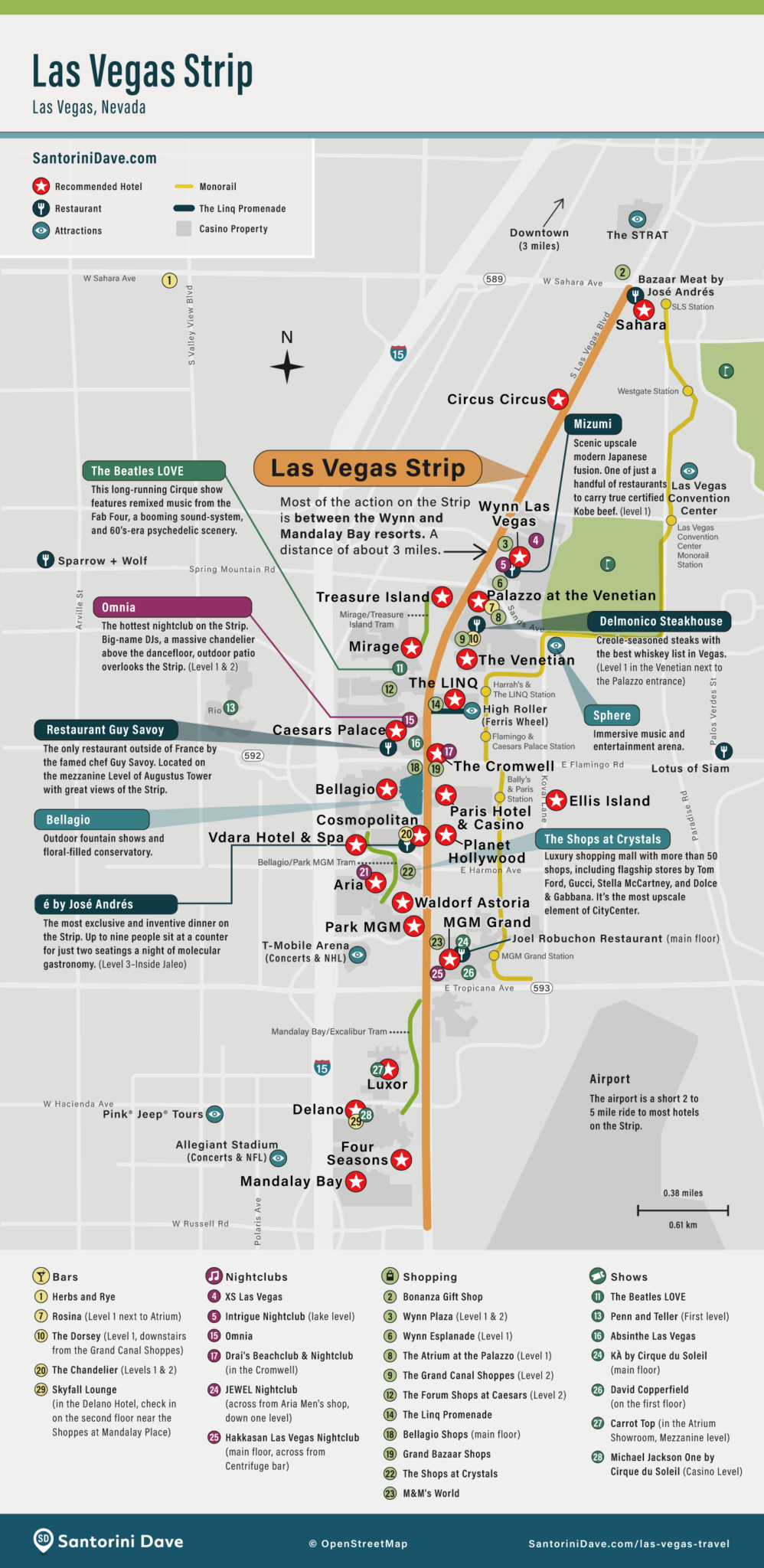 Map of Las Vegas and The Strip - Casinos, Airport, Tram