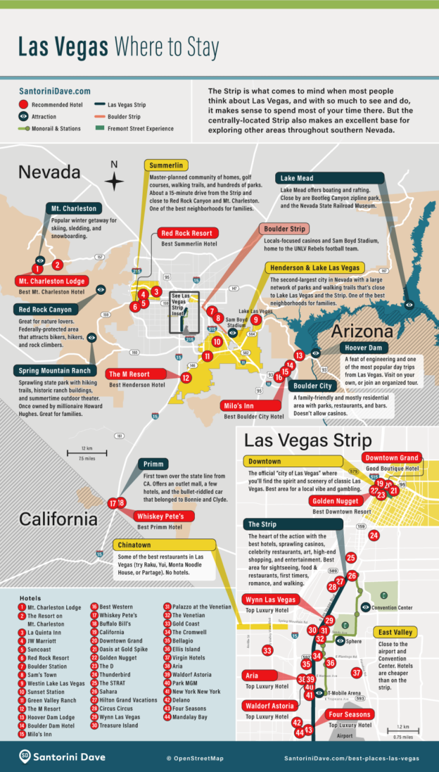 Map of Las Vegas and The Strip - Casinos, Airport, Tram