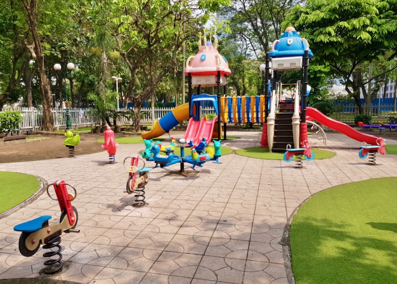 A colorful kids park.