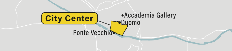 A map showing the City Center neighborhood in Florence, Italy.