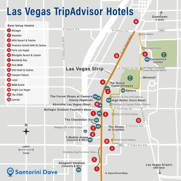 LAS VEGAS HOTEL MAP - The Strip