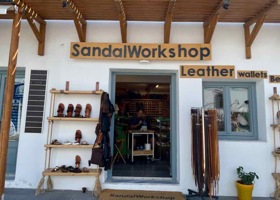 Kamari leather shop.