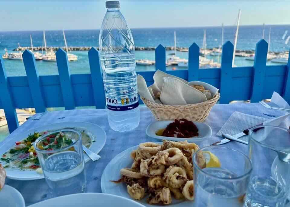 Seafood restaurant in Santorini.