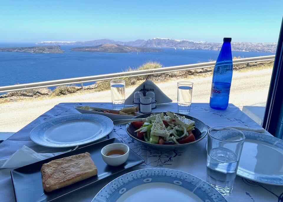 Greek salad in Santorini.