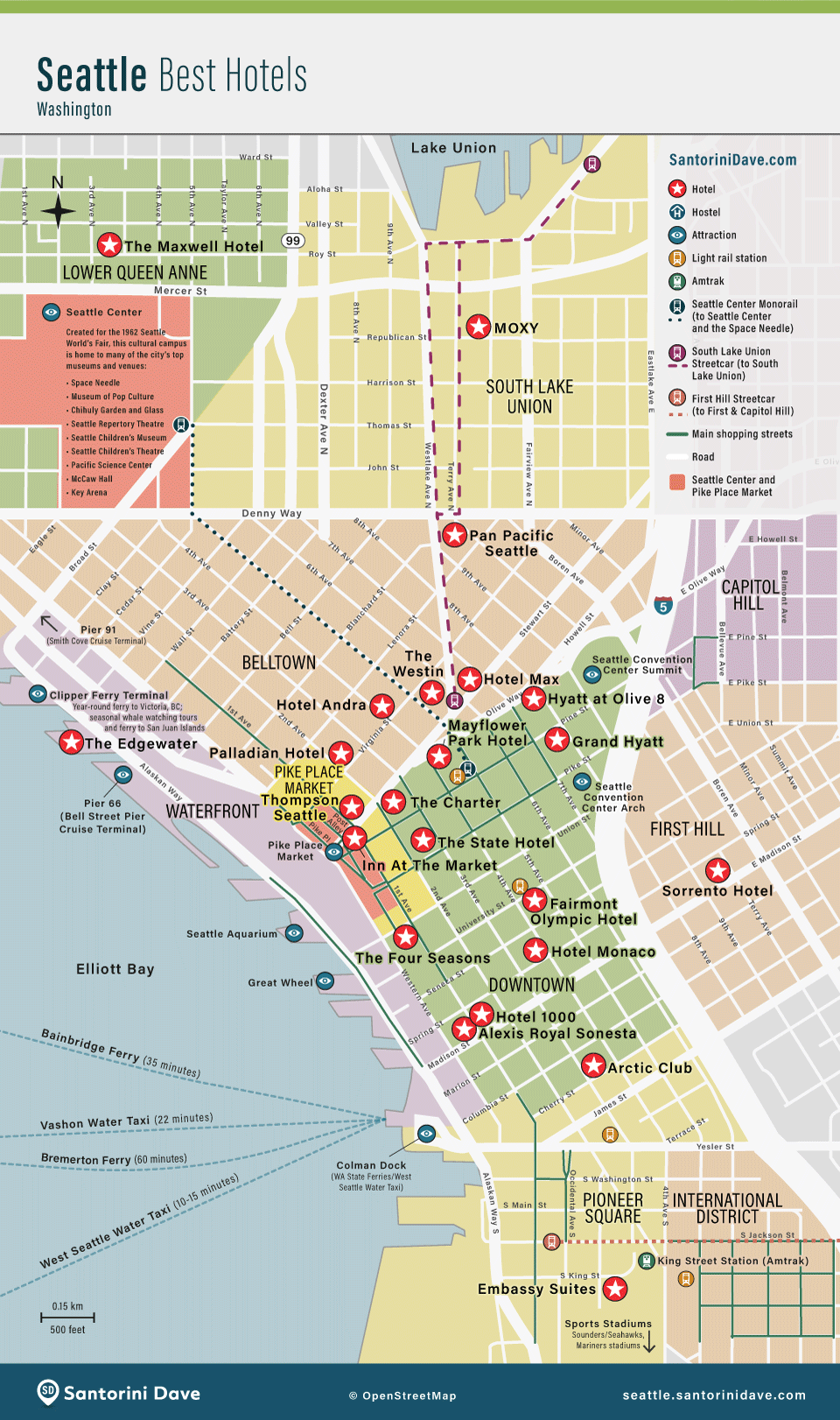 Tourist map of Seattle, Washington