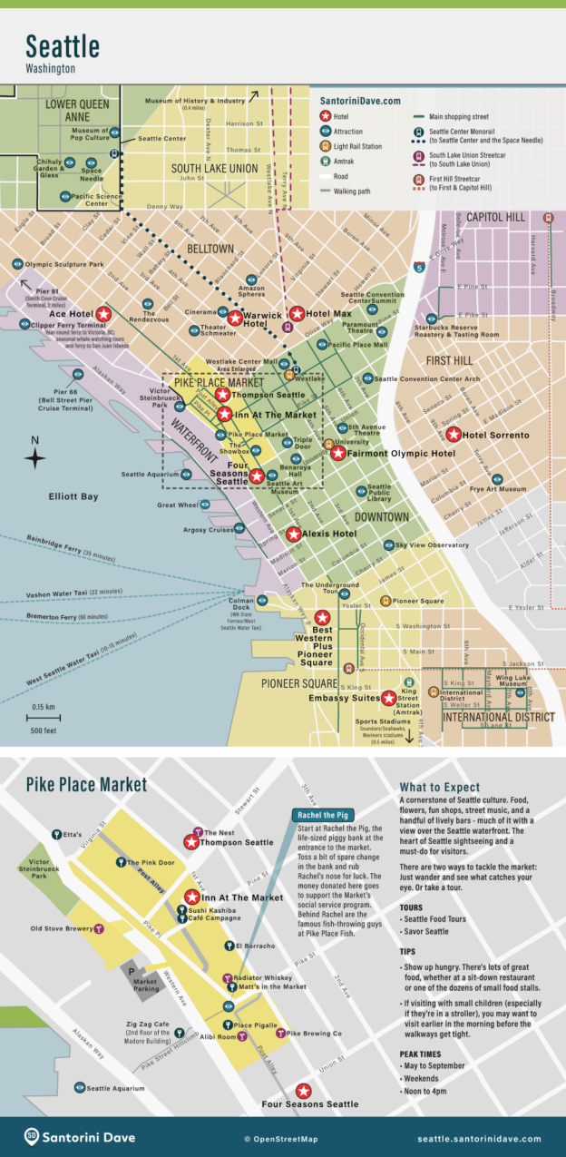 Maps of Seattle - Downtown, Belltown, Cruise Port & Pike Place Market