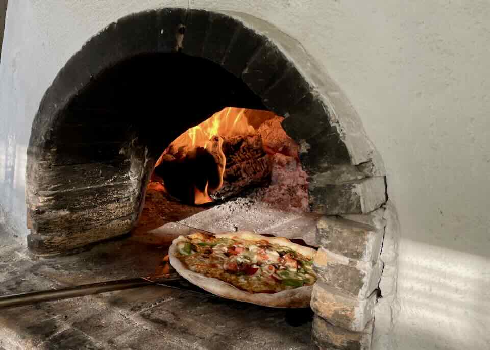 Pizza restaurant in Santorini.