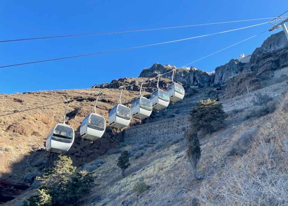 Cable car in Santorini.