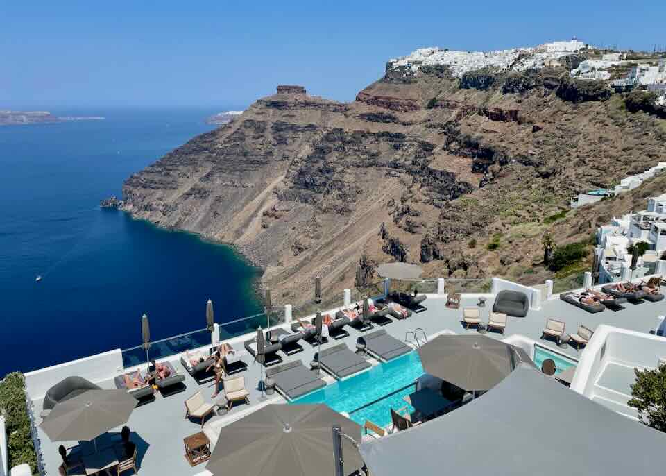 Hotel with pool in Firostefani, Santorini.