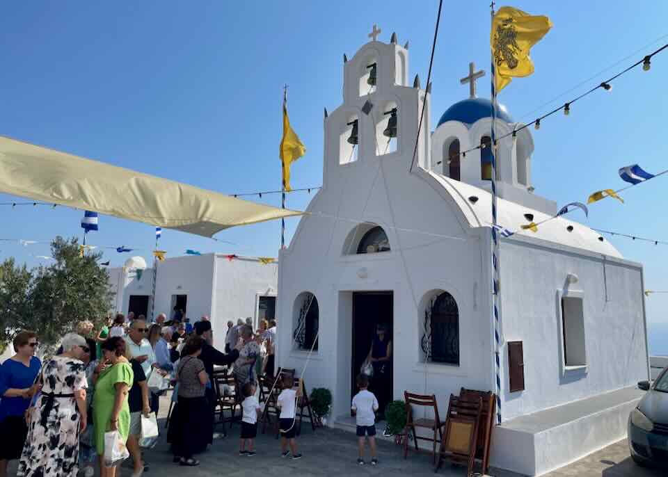 Religious festival in Santorini.