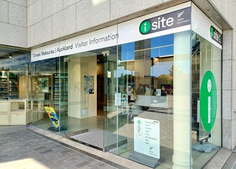 A small glass information center.