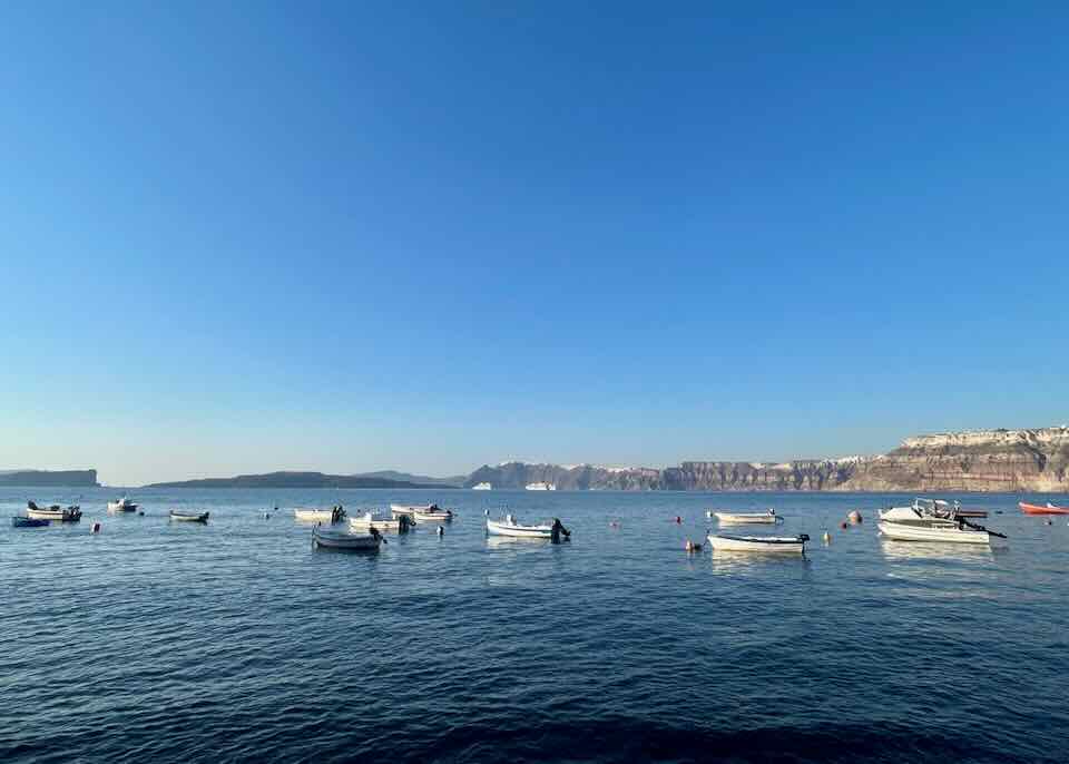 Beach on Santorini caldera.