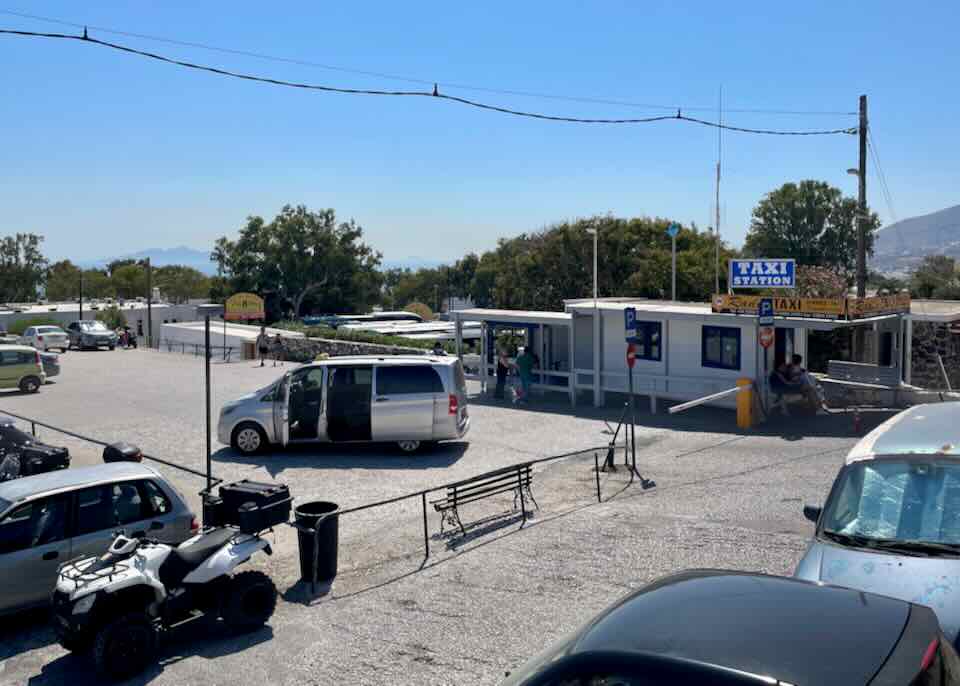 Santorini taxi station.