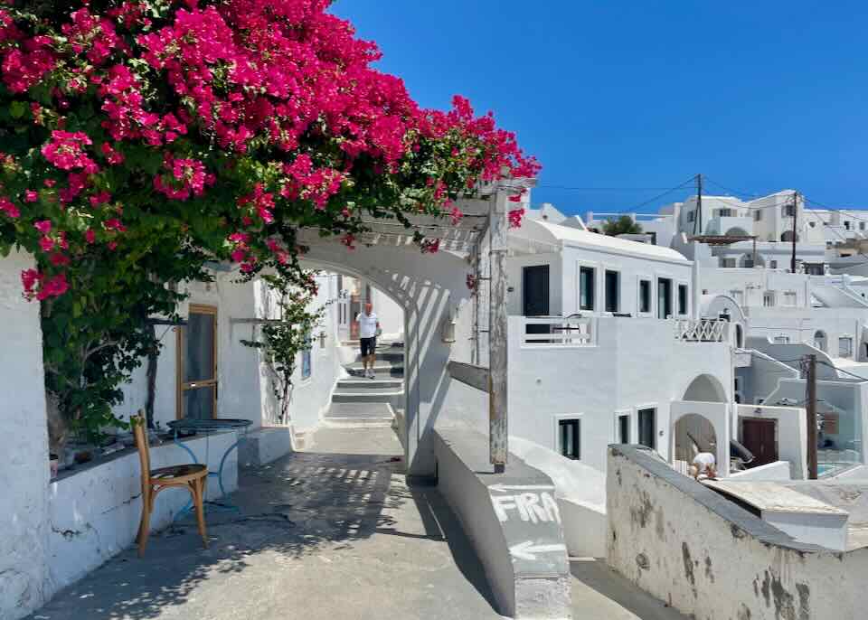 Walking path in Santorini.