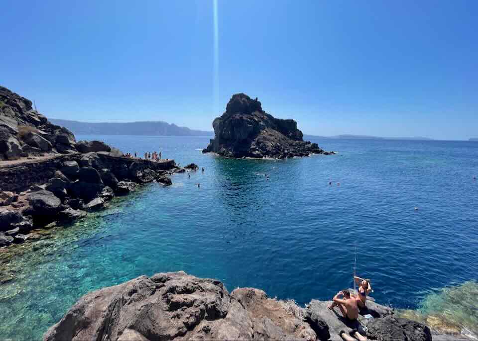 Cliff jumping at Saint Nicholas Church on Nisis Agios Nikolaos.