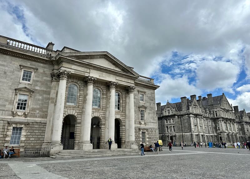 View of Trinity College in Dublin on a partly cloudy day